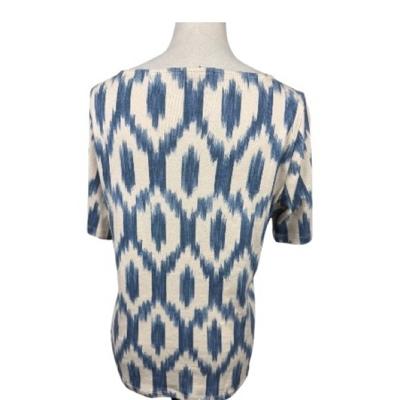 🆕 Ralph Lauren Blue Ikat Print 100% Cotton Short Sleeve top size XL - Picture 2 of 9
